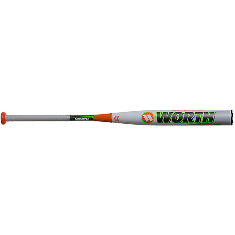 A white Worth 2019 EST COMP ASA balanced softball bat - SKU: WE19BA loading=